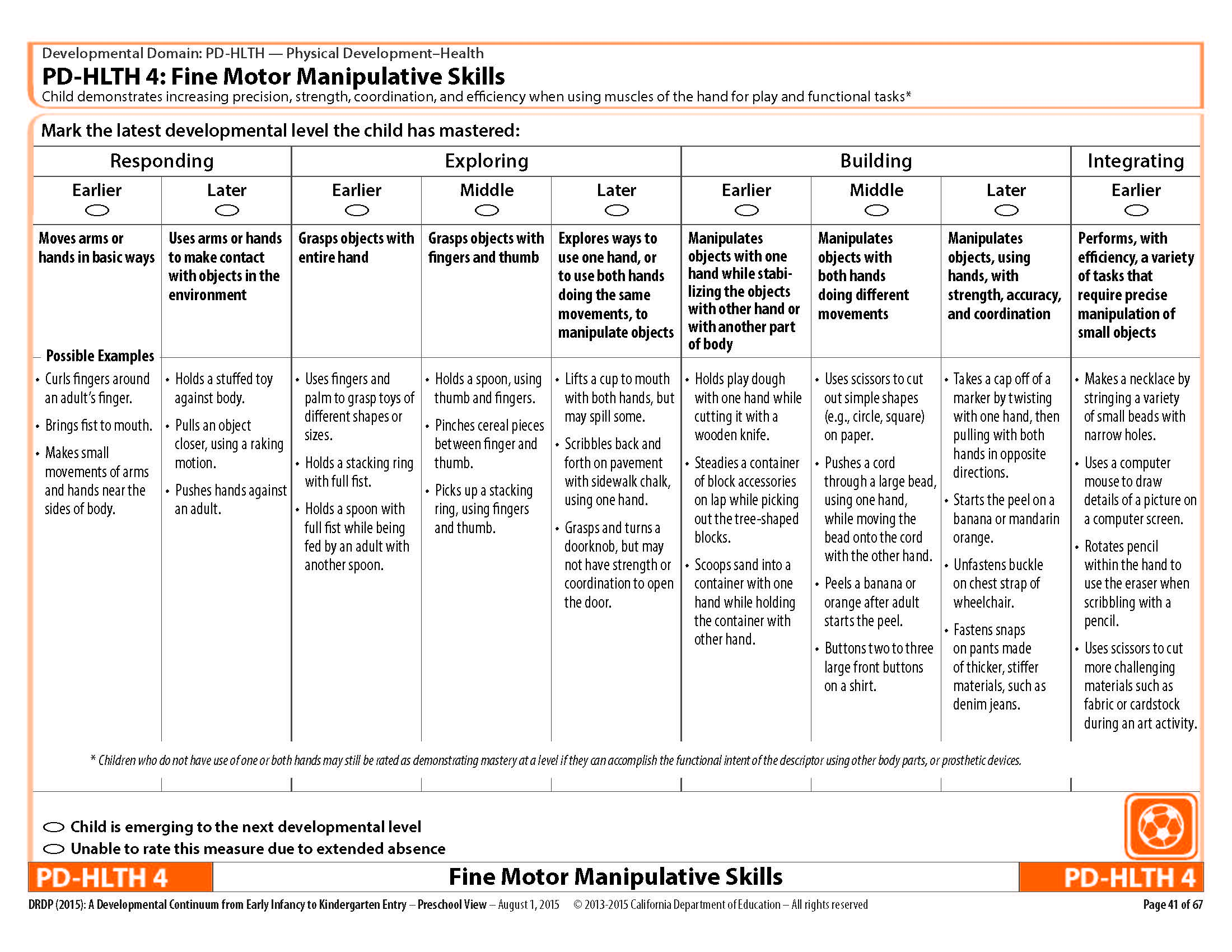 PD-HLTH 4 Fine Motor Manipulative Skills